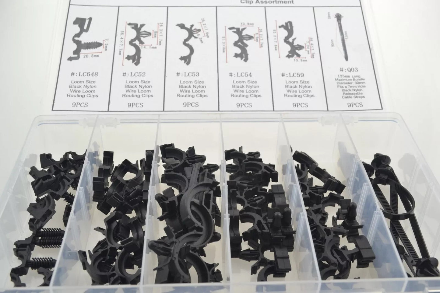 54 Pcs Car Body Wiring Harness Fastener Routing Clips Convoluted Assortment Kit