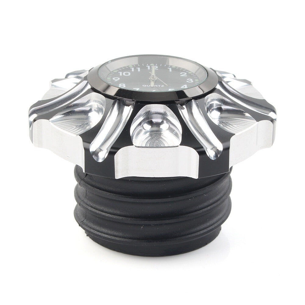 Motorcycle Aluminum Gas Cap Fuel Tank Cover with Watch Fit for Harley XL1200 833