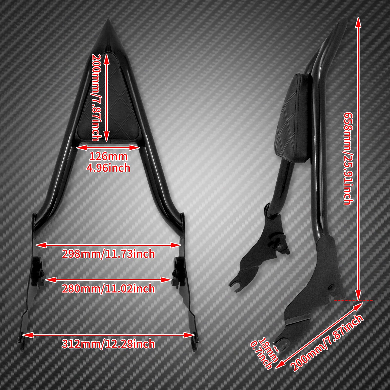Detachable Rear Passenger 22 Backrest Sissy Bar Fit For Touring Glide 09-2022