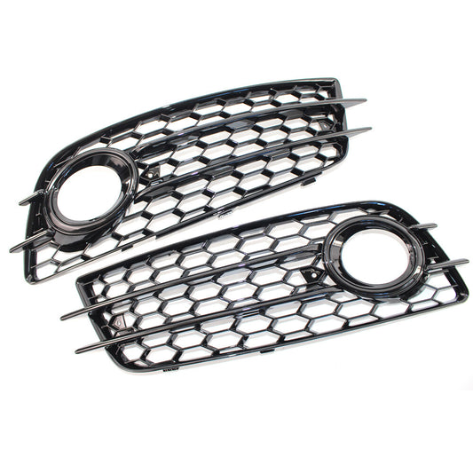 A pair of HONEYCOMB fog light protectors for the grille bumper of the for Audi A4 B8 S Series S4 2008 - 2012.
