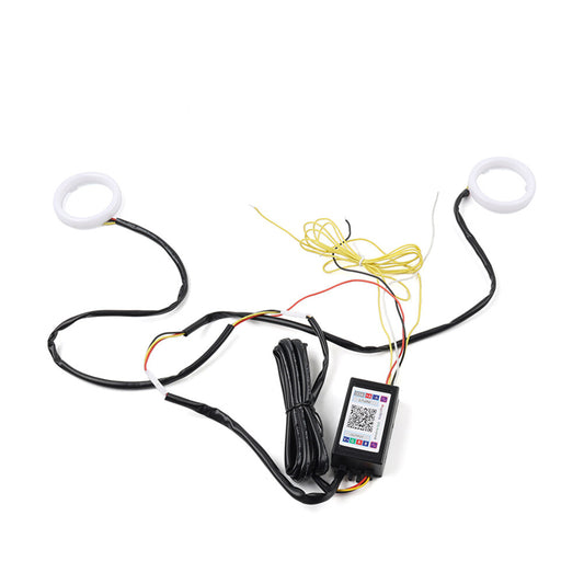 Phone Control Angel Eye Lights RGB Halo Rings Headlight DRL Retrofit