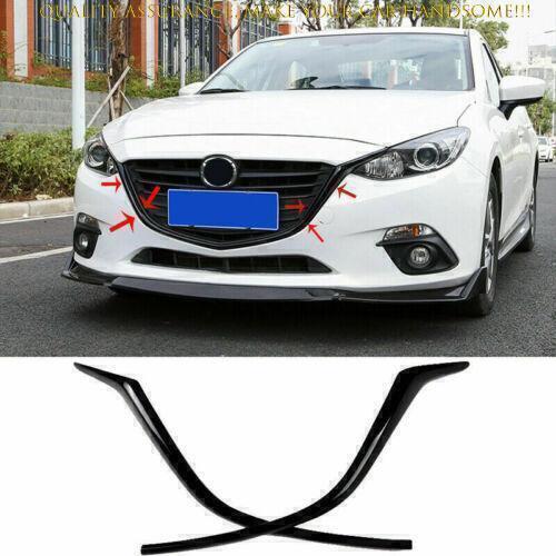 for Mazda 3 Axela 14-2016 Glossy Black Front Center Side Mesh Grille Strip Trim