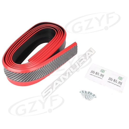 Car Bumper Lip Carbon Fiber Splitter Body Spoiler Front  Rear Adhesive Red