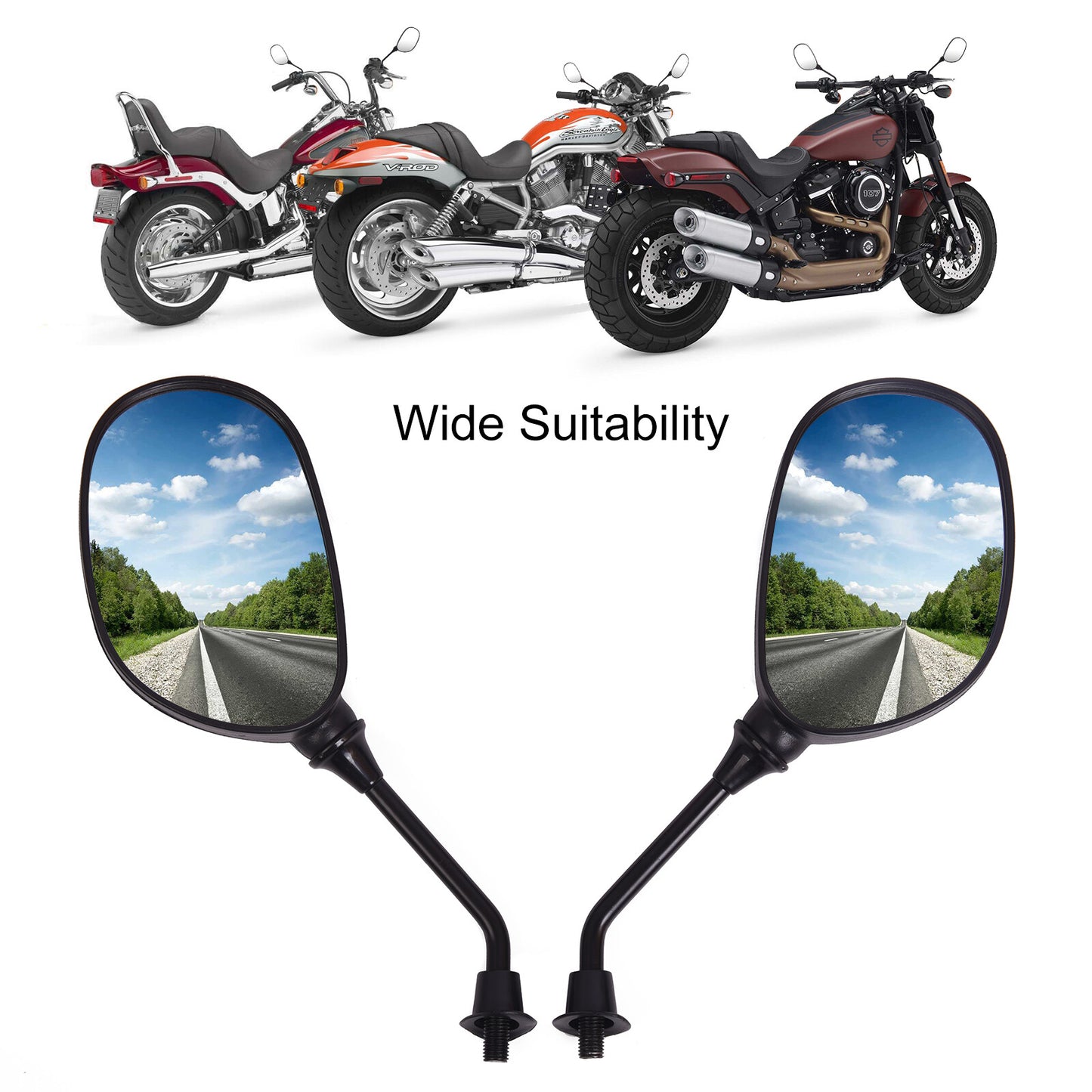 ATV Universal 8mm Rear View Side Mirrors 7/8 Handlebar Mount For Honde for Yamaha
