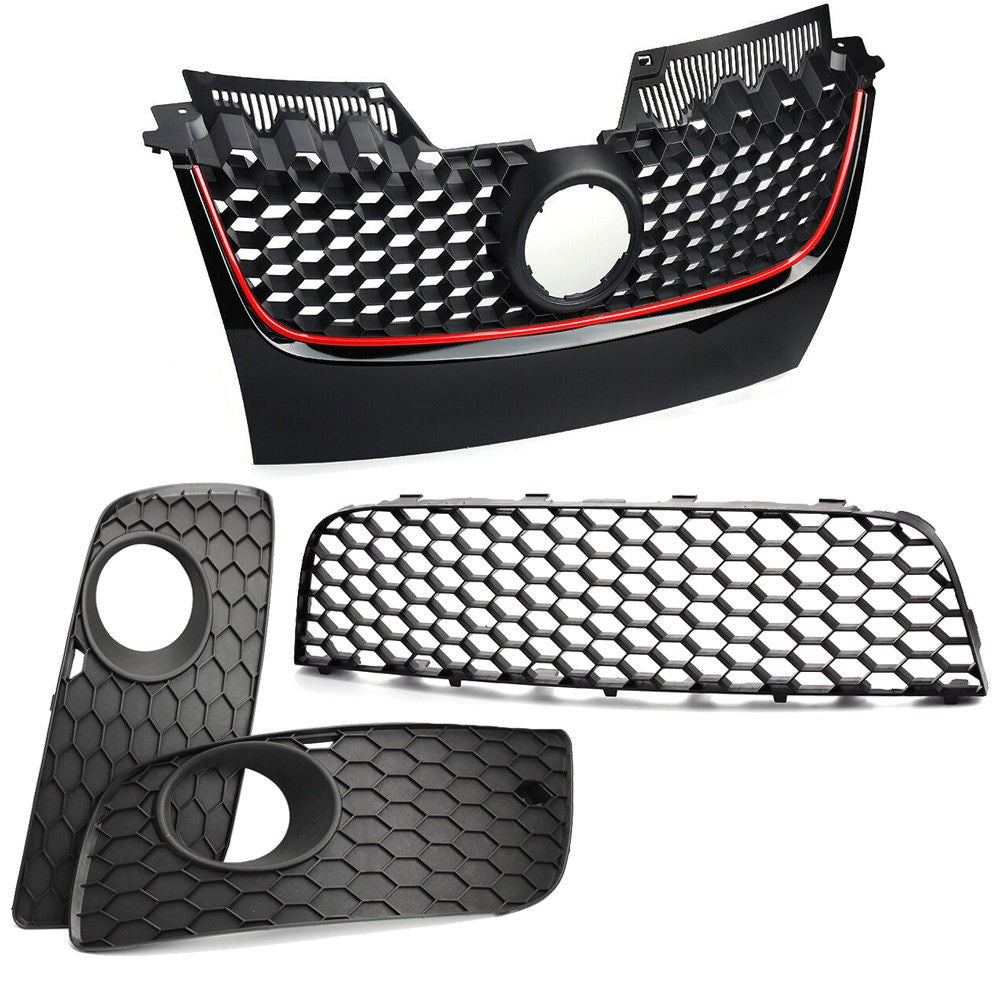 Front Honeycomb Grille Fog Light Grill Cover for VW for Golf for Jetta MK5 GTI GLI 06-09
