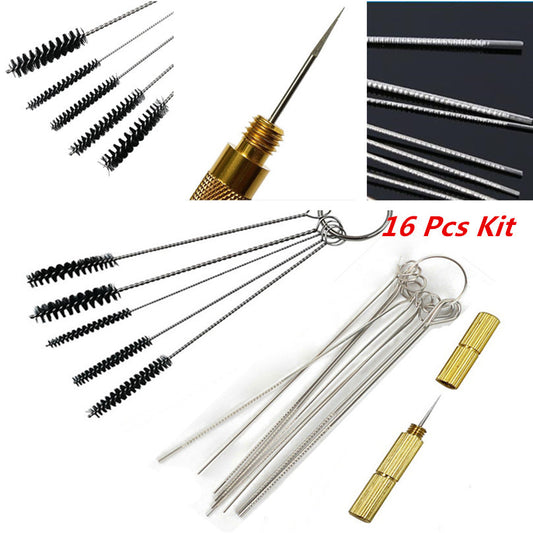 16Pcs Car Windscreen Jet Nozzle Dredge Cleaning Repair Washer Cleaning Tool Kit