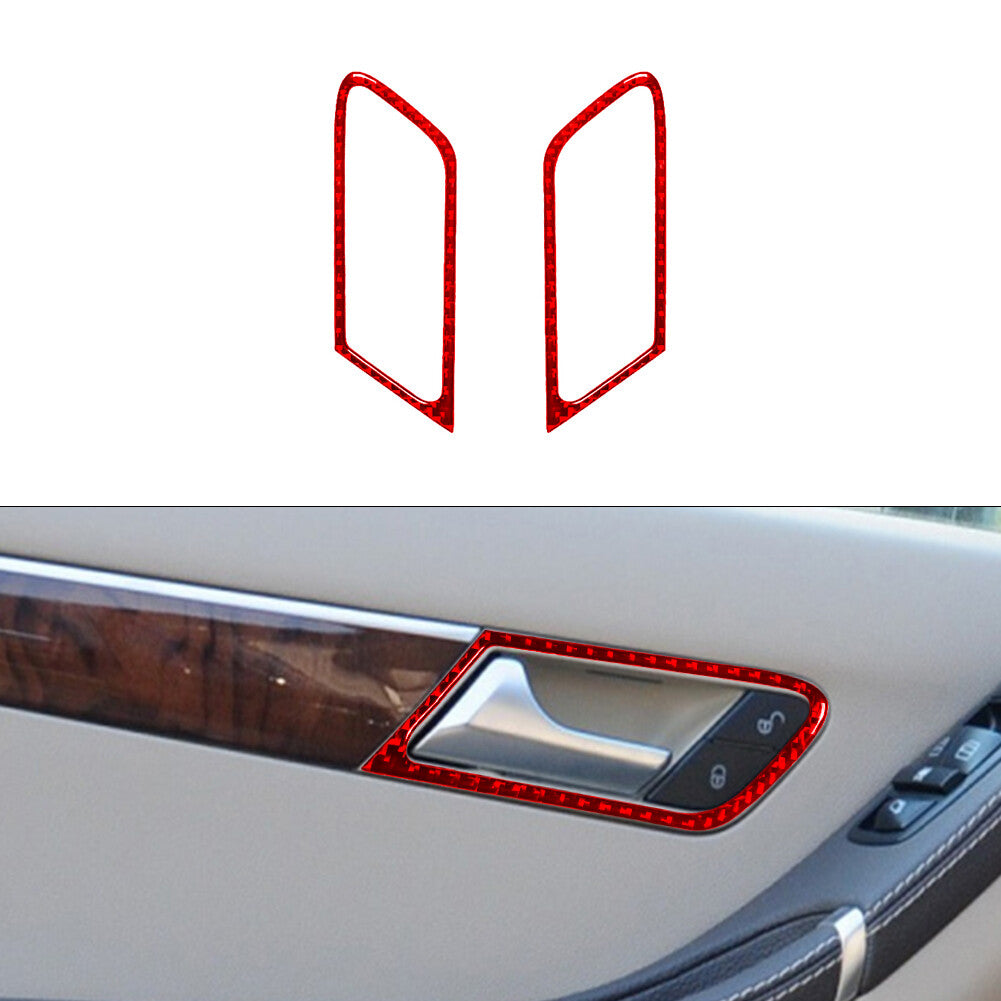 2X Red Carbon Fiber Front Door Handle Trim for Mercedes R-Class 2009-2012