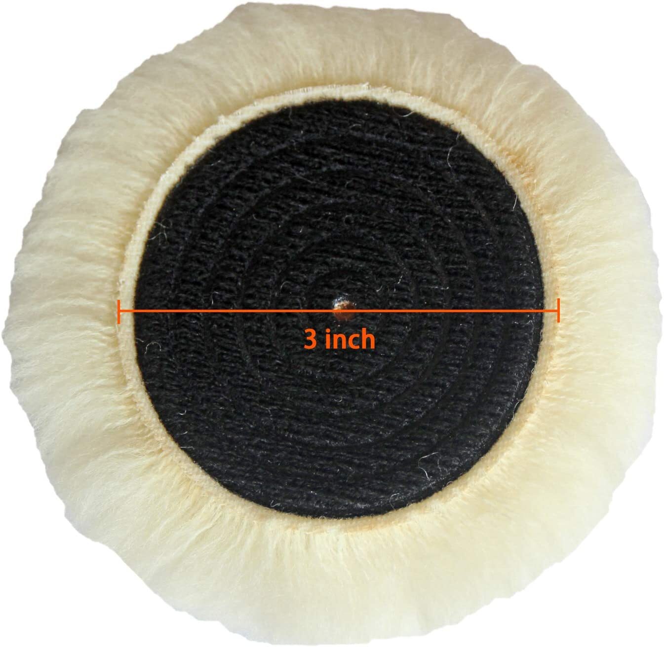 4-Pack 3-inch Wool Polishing Pads, Wool Cushioning Pads, Hook and Loop Support Pads