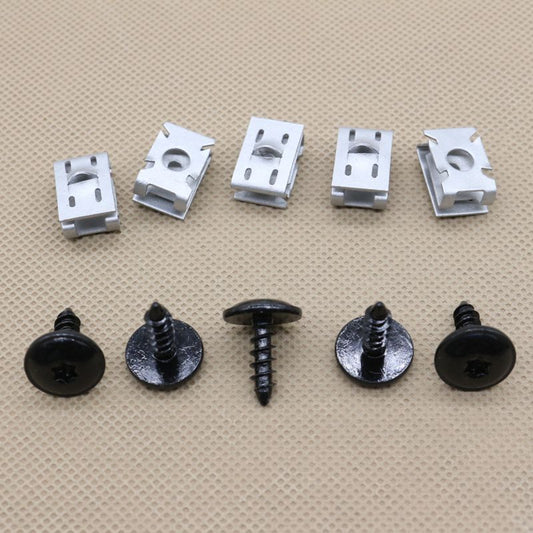 10 Mudguard Bumper U-nut Clips and Torque Tapping Screw Kits for Volkswagen N90974701, N90959101