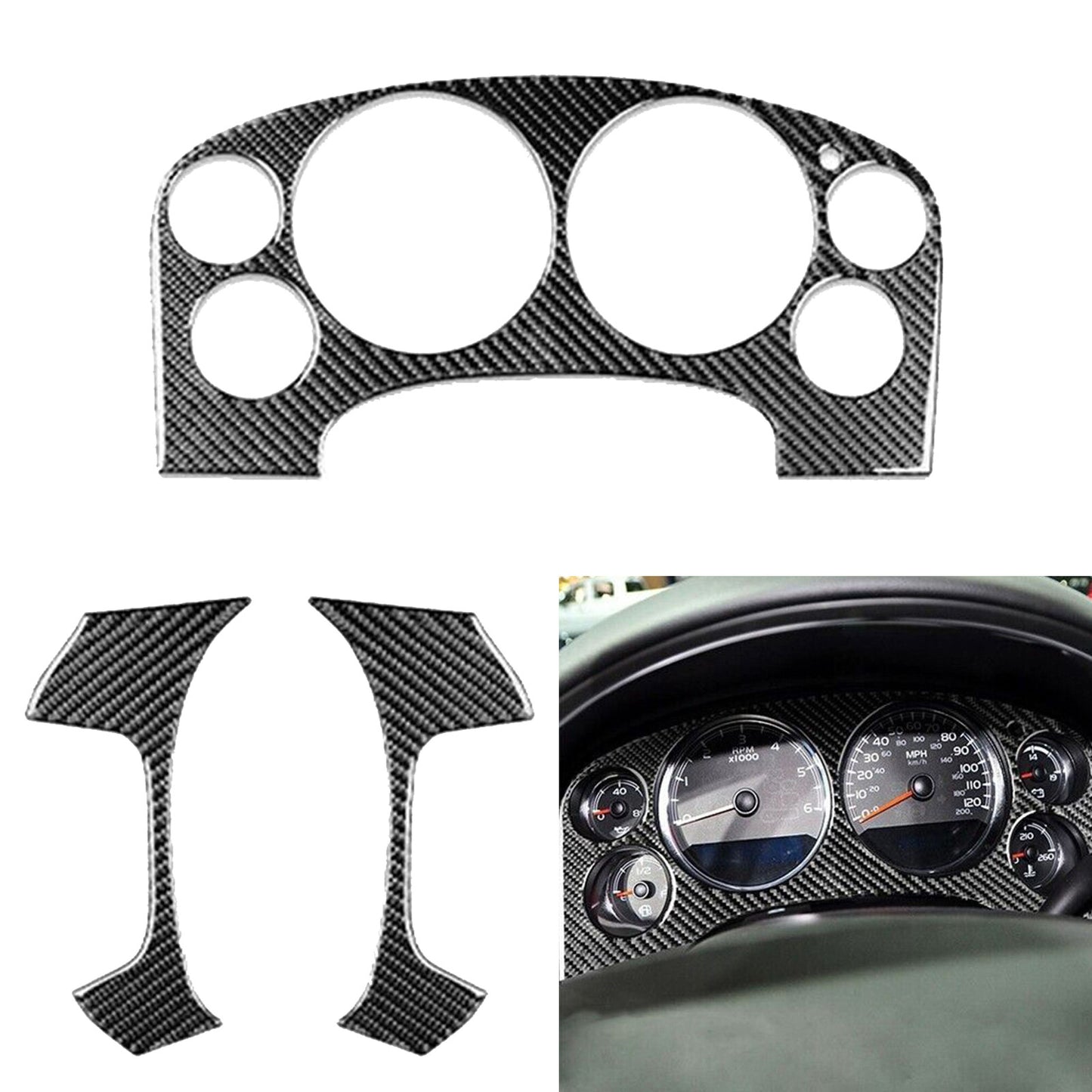 For Silverado for Sierra 07-13 Steering Wheel Cover Trim Stickers Carbon Fiber Kit
