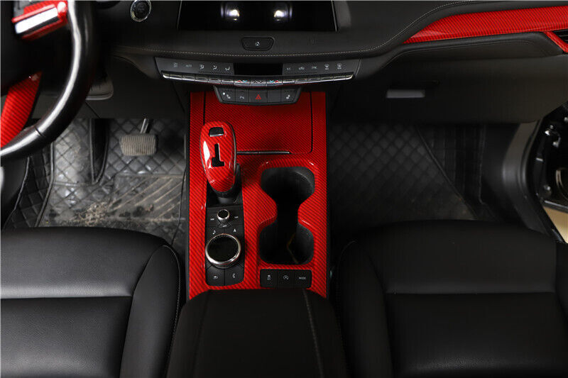 Console Cigarette Lighter Storage Box for Cadillac XT4 2018-23 Red Carbon Fiber