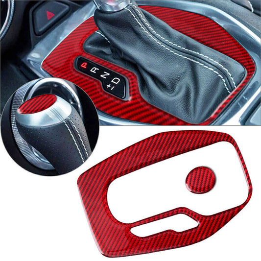 Red Carbon Fiber Inner Gear Shift Panel Cover Trim Fits for Chevrolet Camaro 2016-20