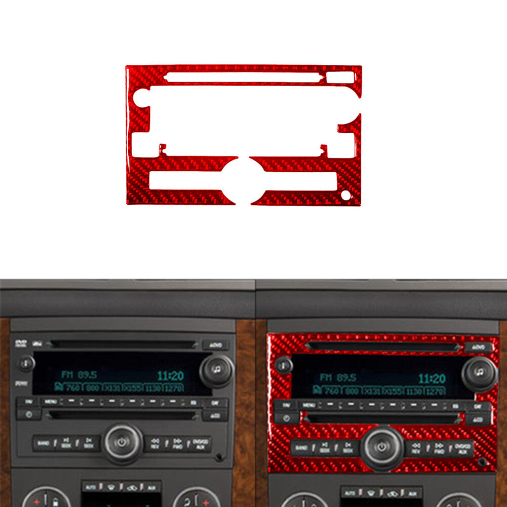 Red Carbon Fiber With CD Player Frame Trim For Silverado/tahoe/ for sierra 2007-2014
