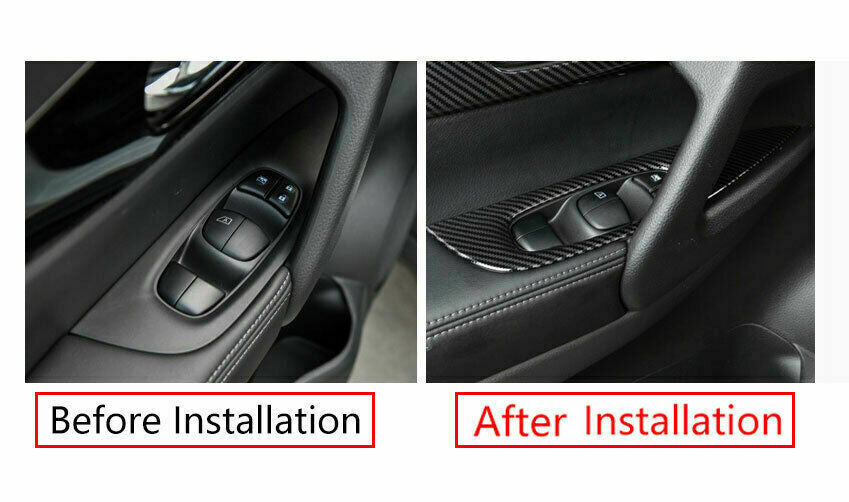 4P Carbon Fiber Window Lift Switch Panel Cover Trim For 2014-2020 for Nissan Rogue