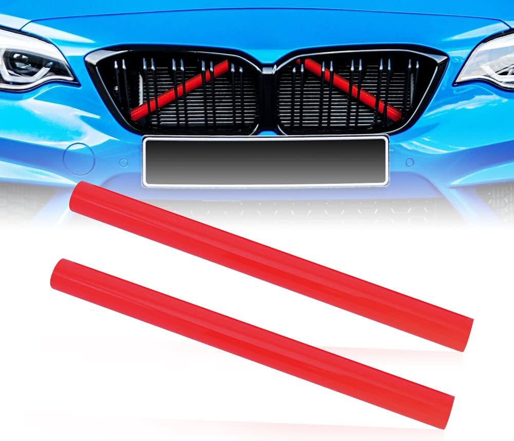 2x for 2020-2023 for BMW 3 Series G20 Red Car Front V Brace Grill Trims Strips Cover