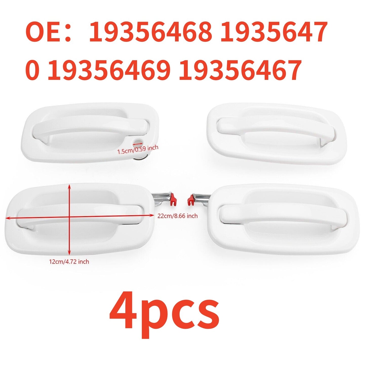 4x Exterior Olympic White Painted Door Handle Set For 1999-07 Silverado 19356468