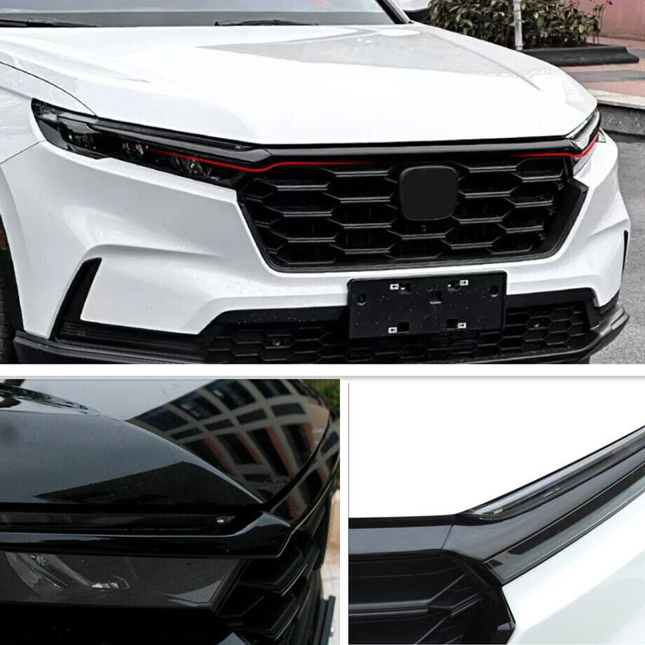 For 2023-2024Honda CR-V CRV Black Front Engine Hood Grille Lip Strips Cover Trim