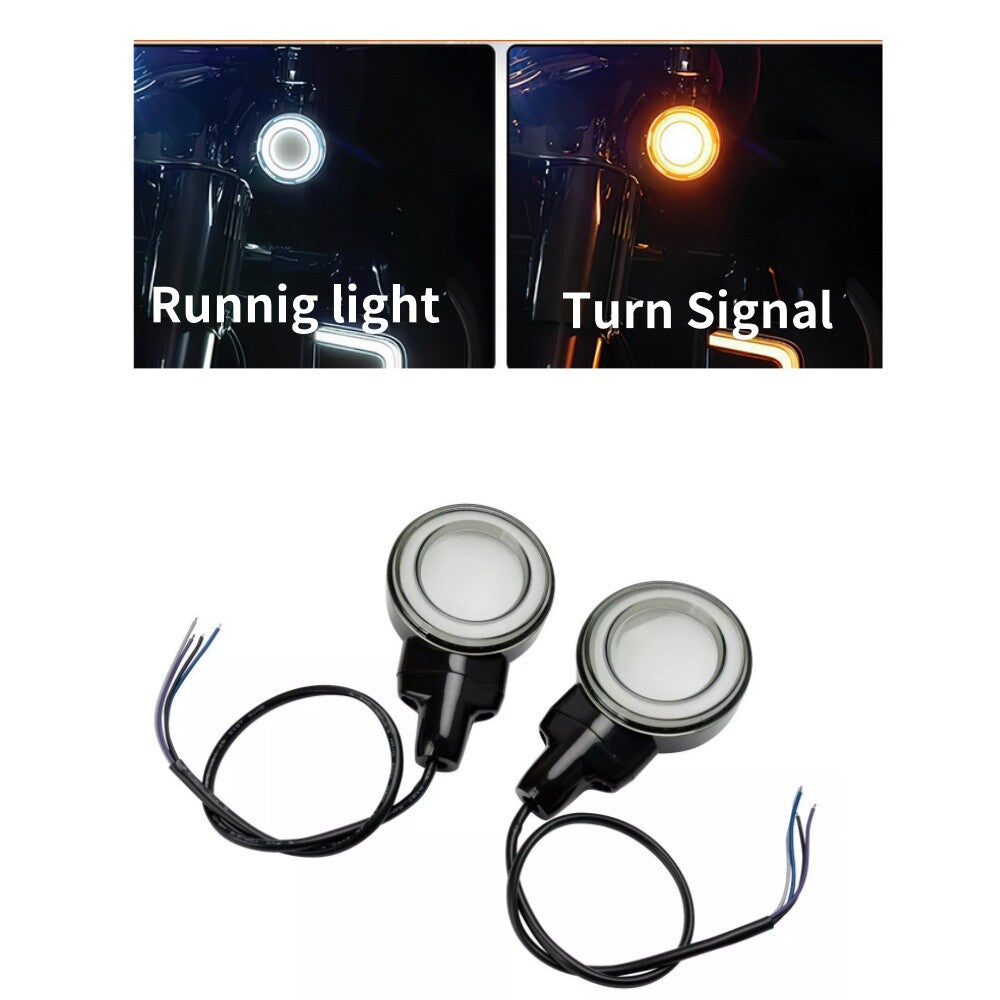 LED Flat Front Turn Signal Light For Touring Heritage Softail Classic FLSTC 99+