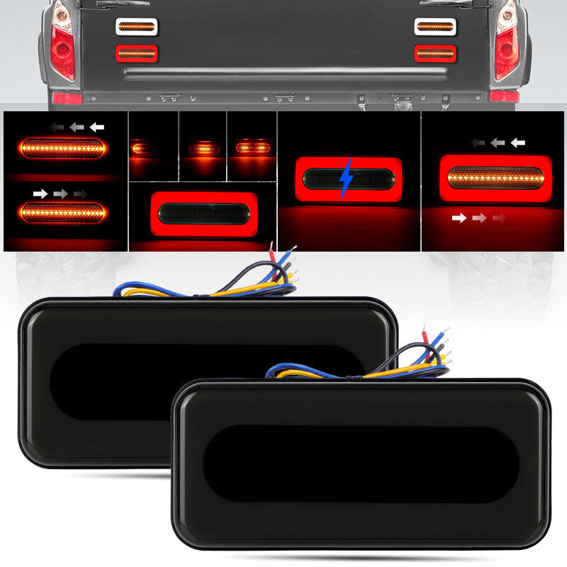 Red/Amber Sequential LED Light Bar Tail Lamp Turn Signal DRL Truck Car Universal