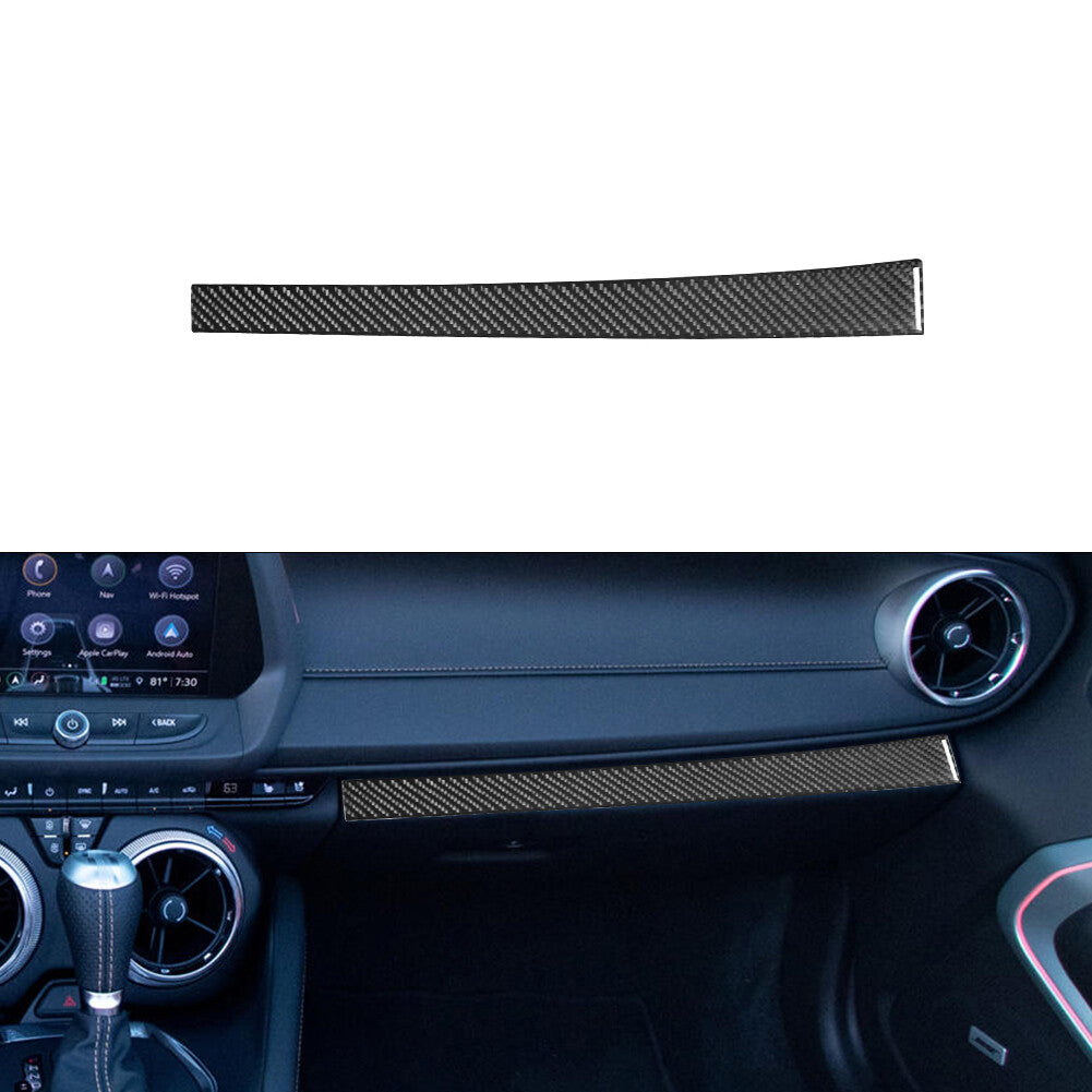 Carbon Fiber for Co -pilot Dashboard Trim Strip Cover for Chevrolet Camaro 2016-2018