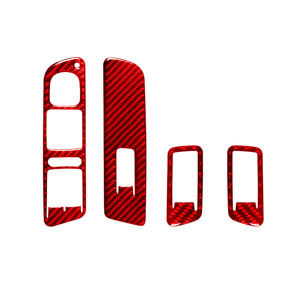 4x Red Carbon Fiber Door Windows Lift Switch Trim for Volkswagen for Tiguan 2013-17