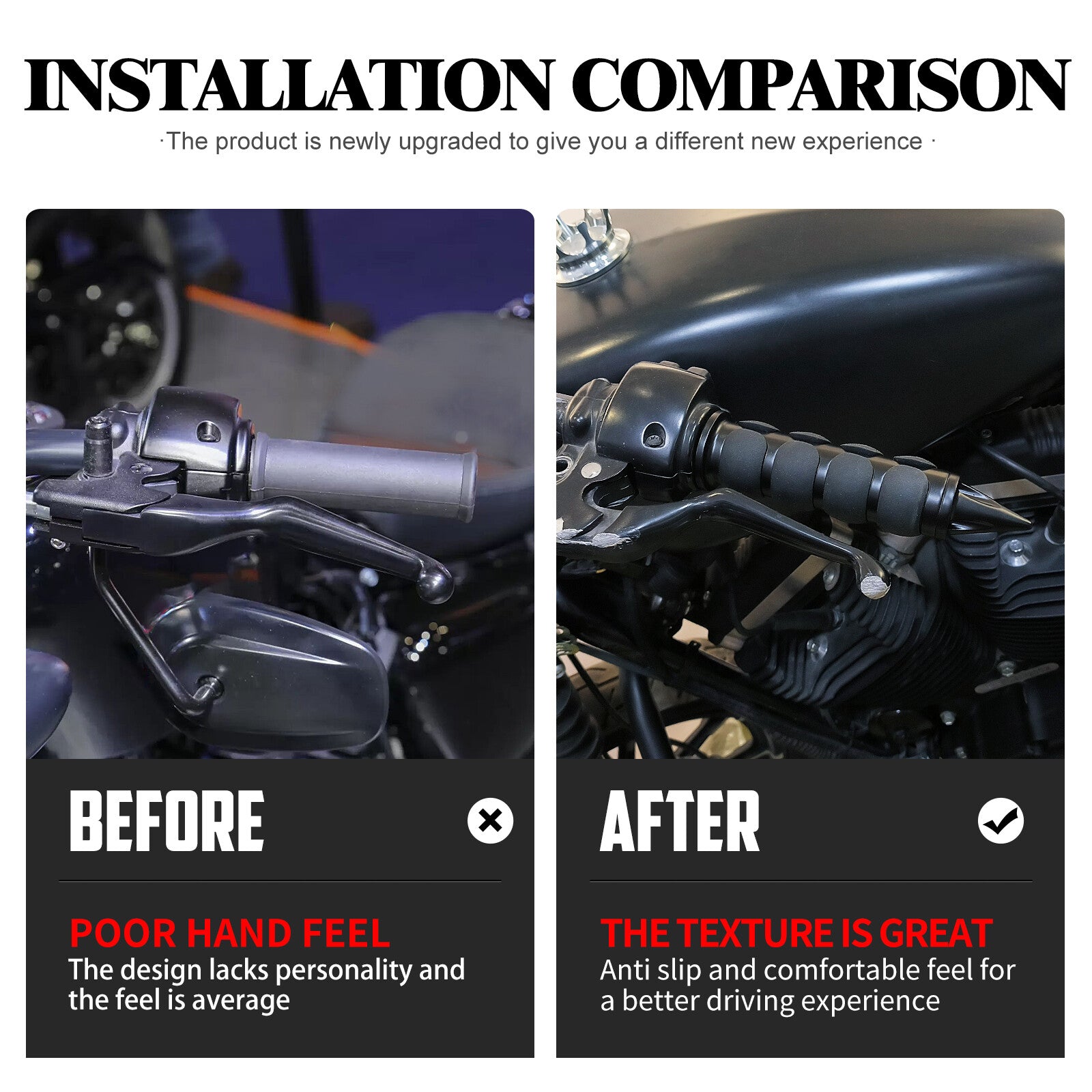 1 Black Spike Handle Bar Hand Grips for Harley Sportster Dyna Softail Toruing
