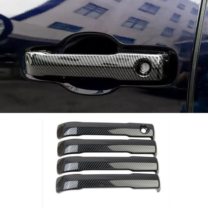 Carbon fiber car door handle cover trim, 4 pieces, for Toyota Sequoia 2023/2024.