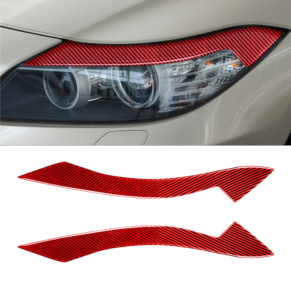 Red Carbon Fiber Front Headlight Eyelid Eyebrow Trim for BMW Z4 E89 2009-2015