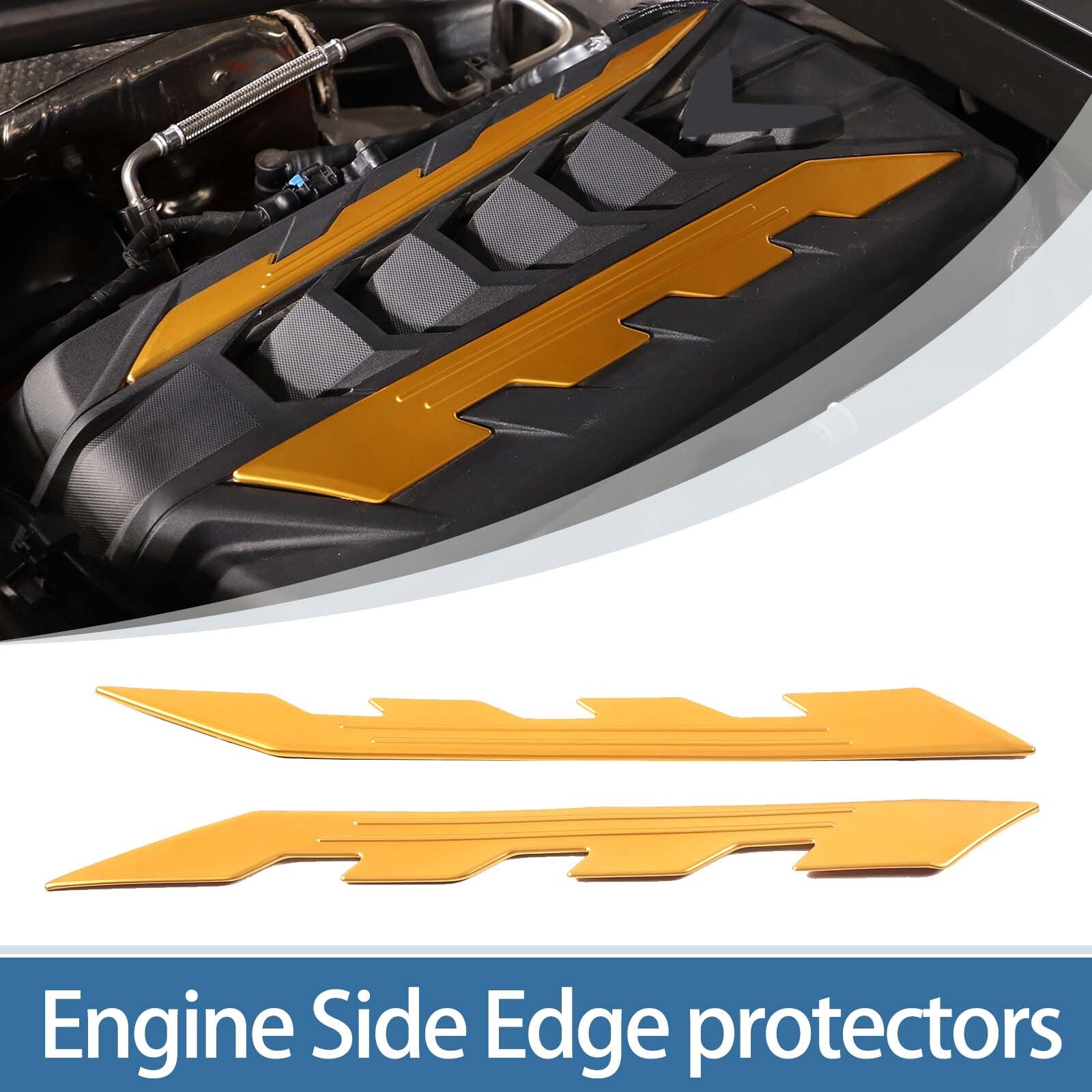 Yellow engine side panel cover trim aluminum alloy 2-piece set for Corvette C8 2020 - 2023