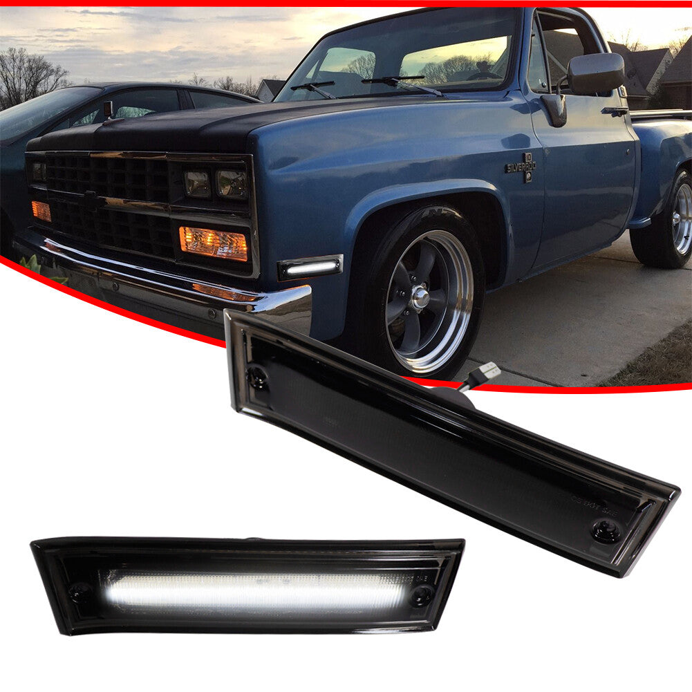 White LED front corner marker lights for Chevrolet Blazer for GMC Jimmy C/KR pickups.