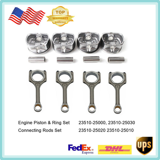 Engine PistonRing Set Connecting Rods for Tucson Forte Koup 2.0L 23510-25030 US