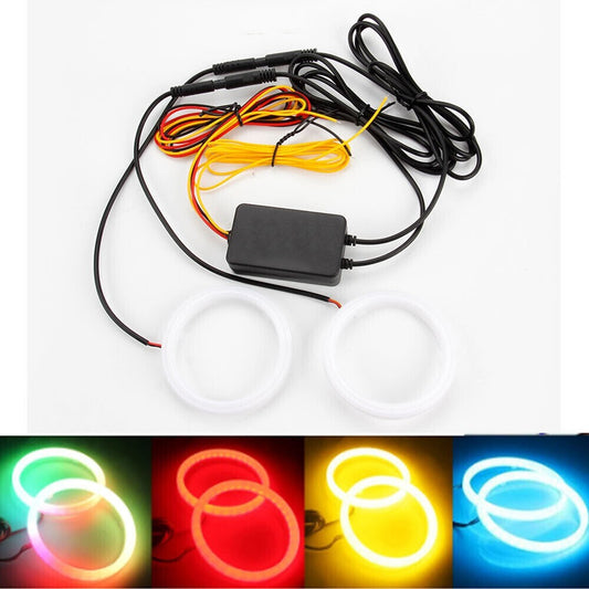 1Pair RGB 80MM LED Guide Eyes Rings for Car Headlight Retrofit
