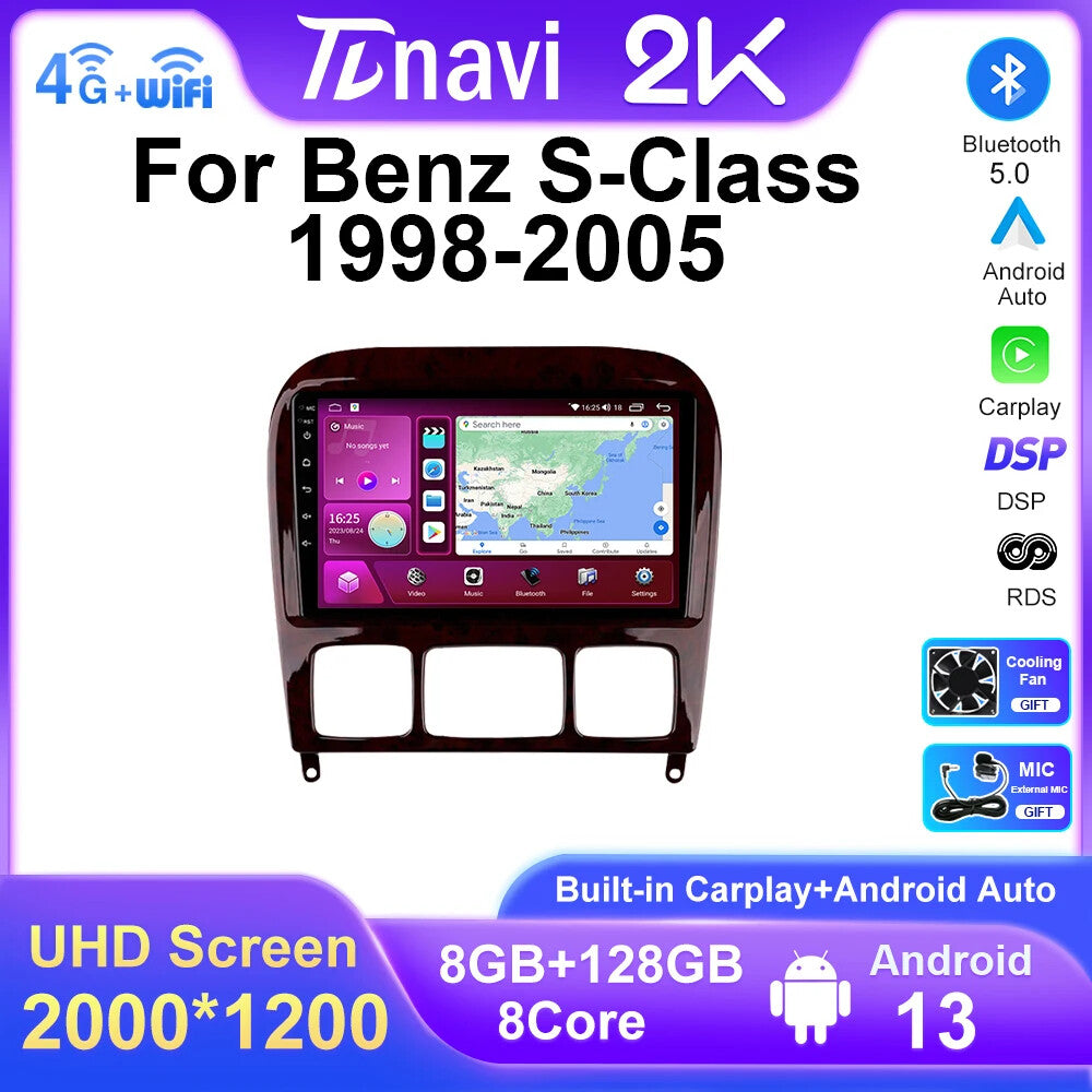 Android CarPlay Screen for Mercedes for Benz S Class 1998-2005 Car Radio GPS Player