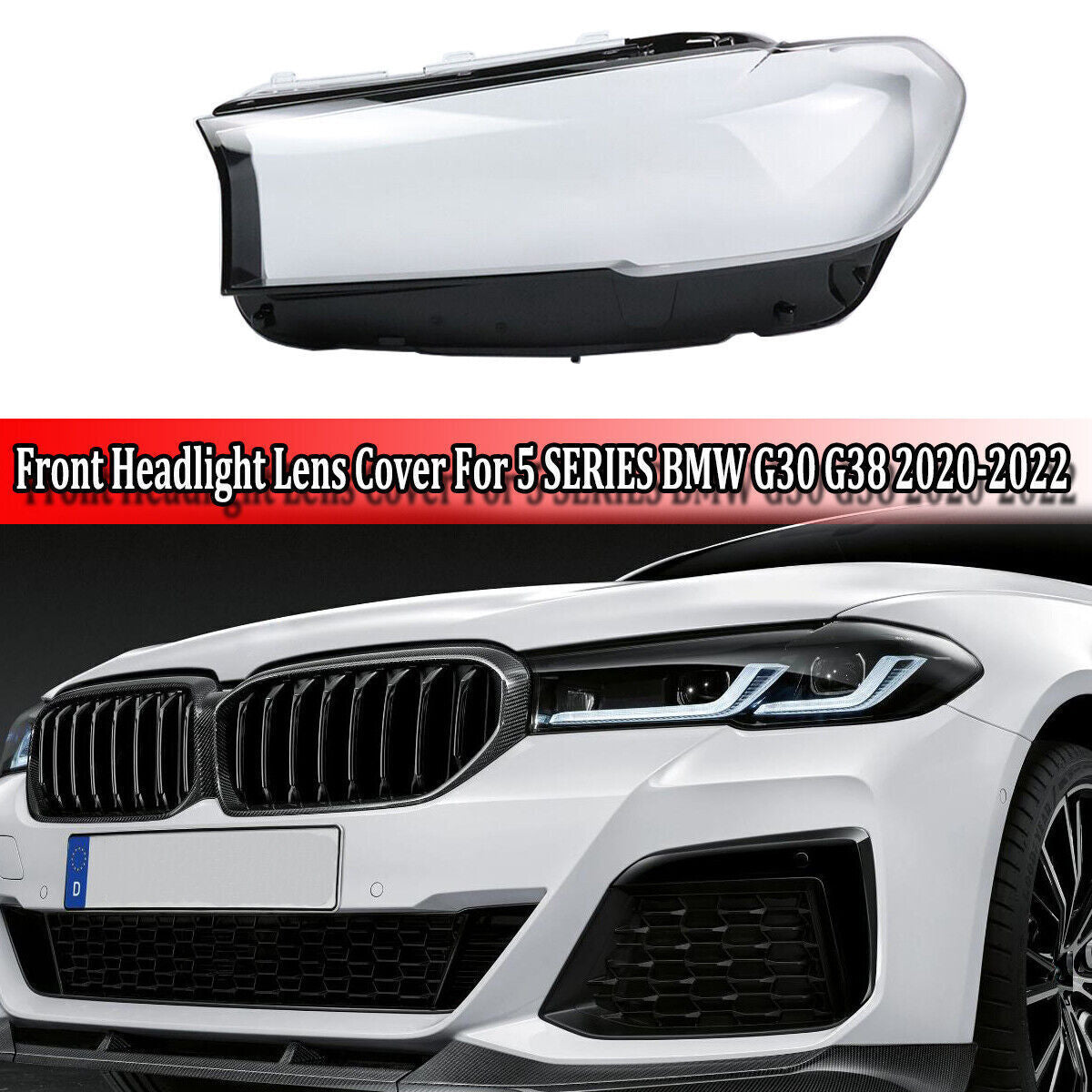Left Side Headlight Clear Headlamp Lens Cover for BMW 5 SERIES G30 38 2020-2022