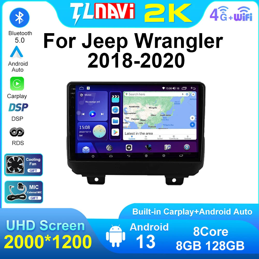 for Jeep for Wrangler 4 JL 2018-20 Car Radio Multimedia Video Stereo Player GPS Navi
