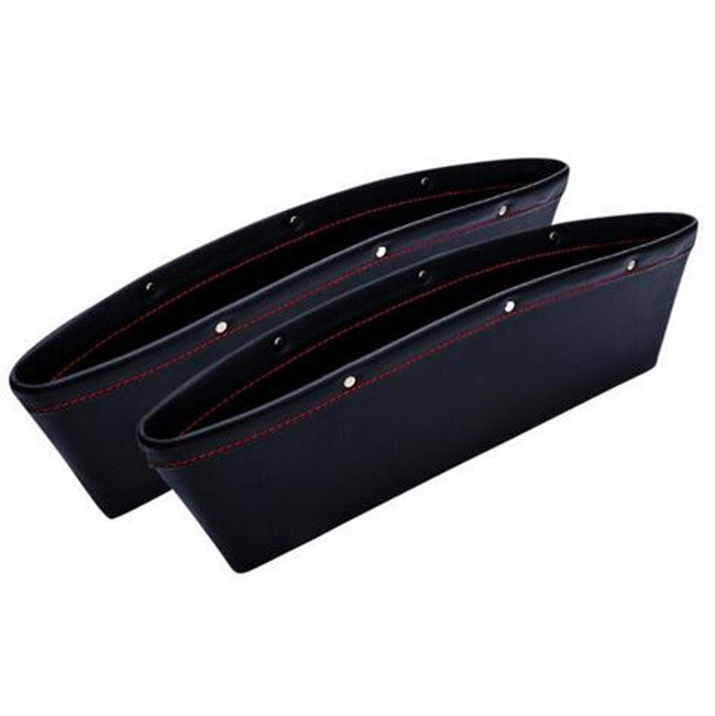 2 Pcs Black PU Leather Car Autos for Seat Catcher Box Caddy Gap Slit Organizer Bag