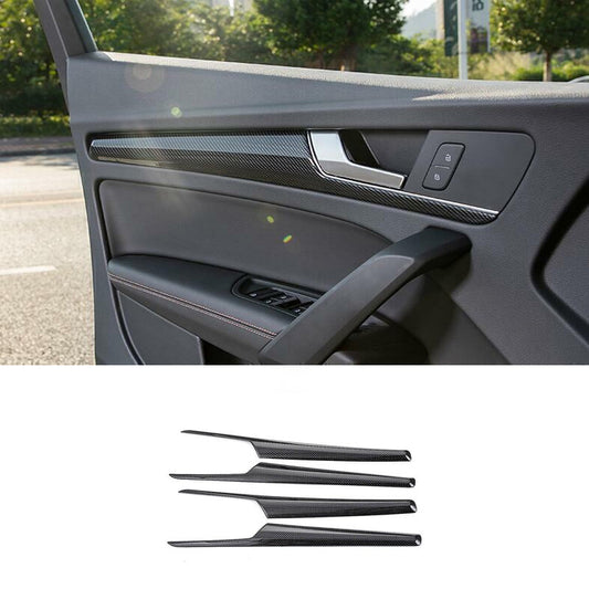 4PCS Strip Cover Trim for Audi Q5 SQ5 2018~2023 Carbon Fiber Interior Door Panel