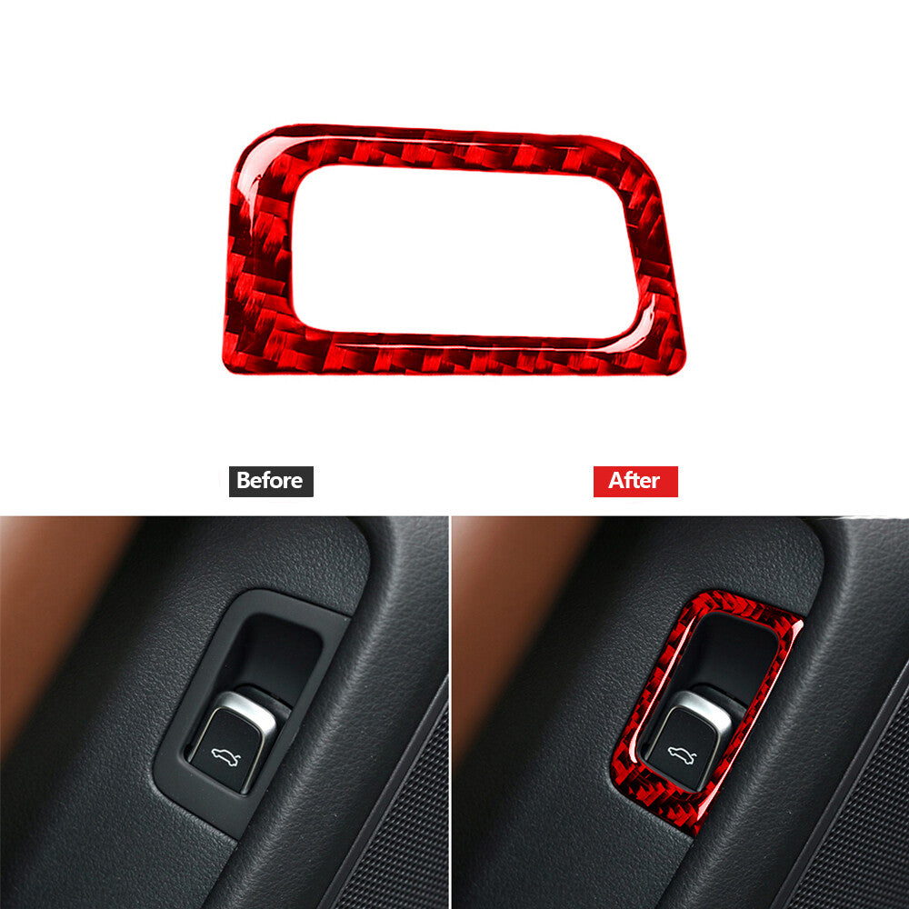 Red carbon fiber button the rear trunk trim for Audi A6 2012-2018