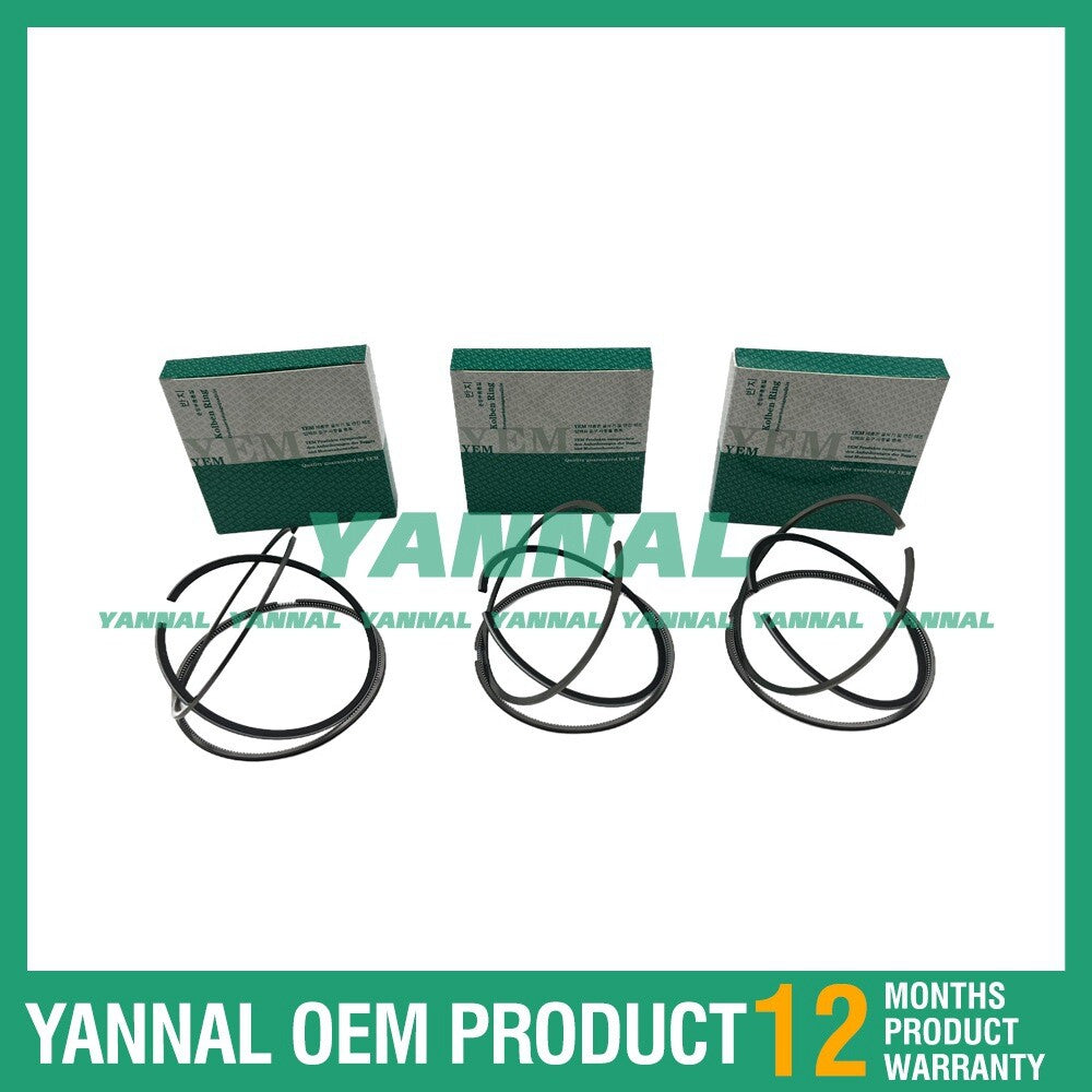 3-piece STD piston ring set for Yanmar 3TNV80 excavator engine parts.