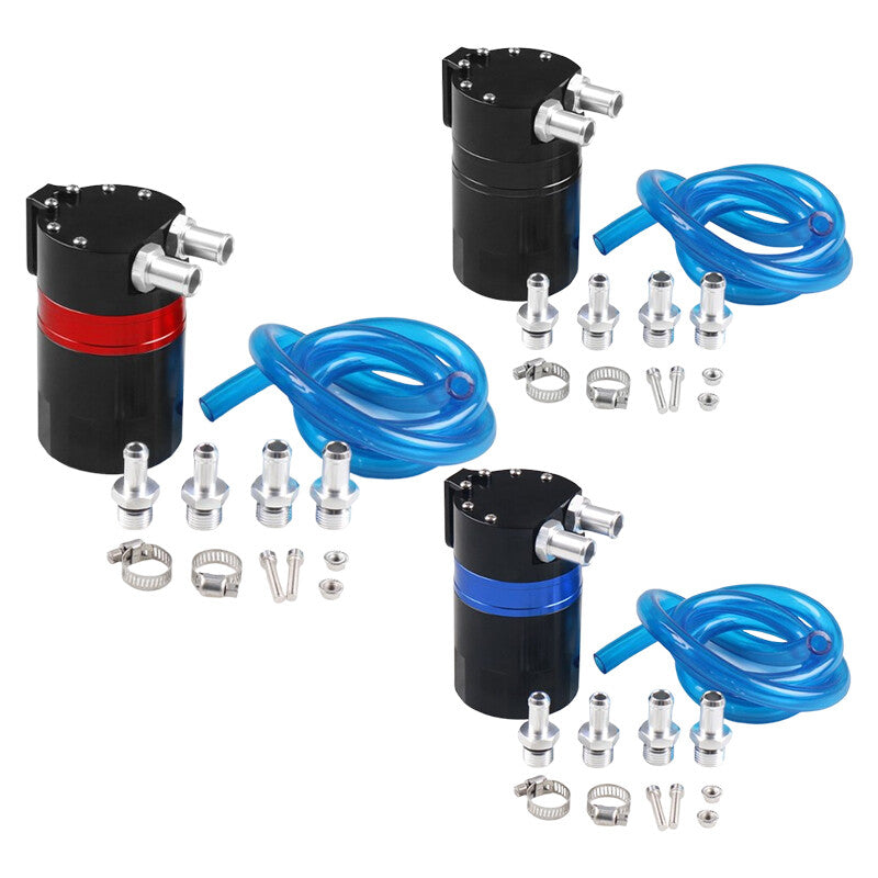 Oil Catch Can Kit Reservoir Polish Baffled Tank Engine Aluminum Universal Blue