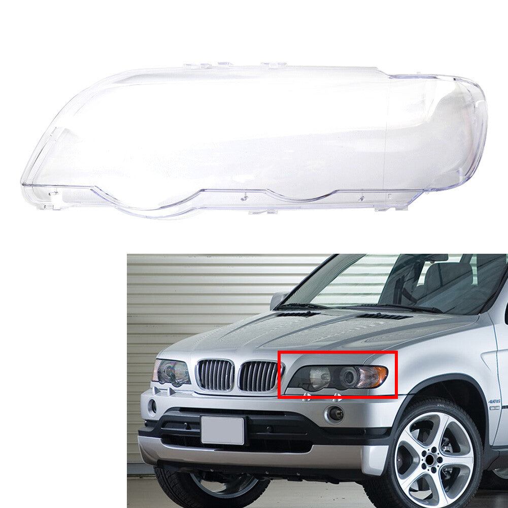 Transparent Headlight Headlamp Clear Lens Cover for BMW X5 E53 1999-2003