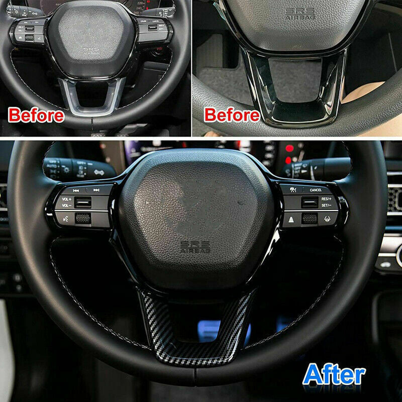 Carbon Fiber ABS Interior Steering Wheel Cover Trim for Honda for Civic 2022-2023