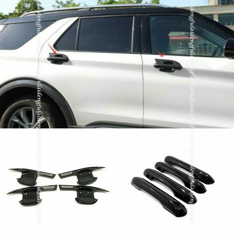 8PCS for Ford Explorer 2020-22 Gloss Black Car Door HandleDoor Bowl Trim Cover