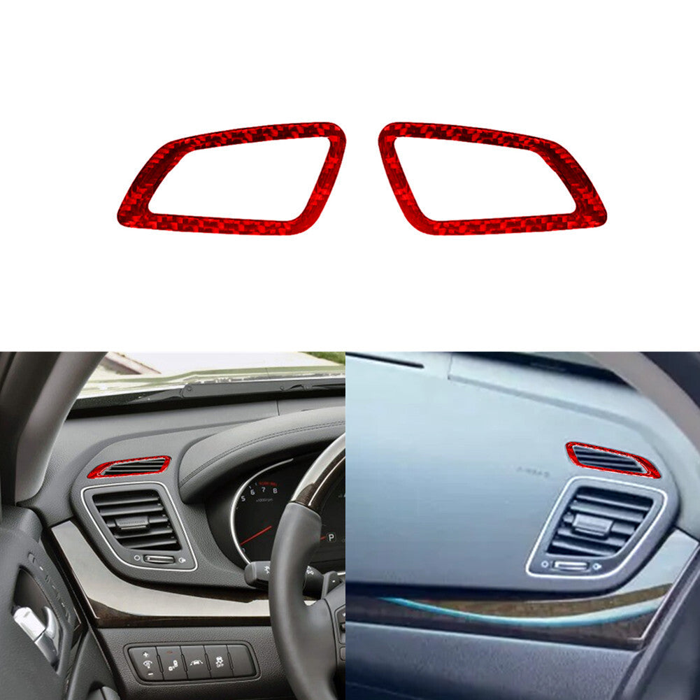 2Pcs Red Carbon Fiber Front Defogging Frame Cover Trim for KIA Cadenza 2014-2016