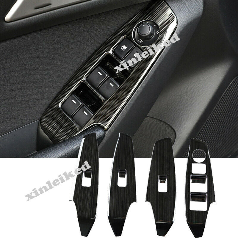 Black Titanium Window Lift Switch Button Cover Trim for Mazda 3 Axela 2017-2018