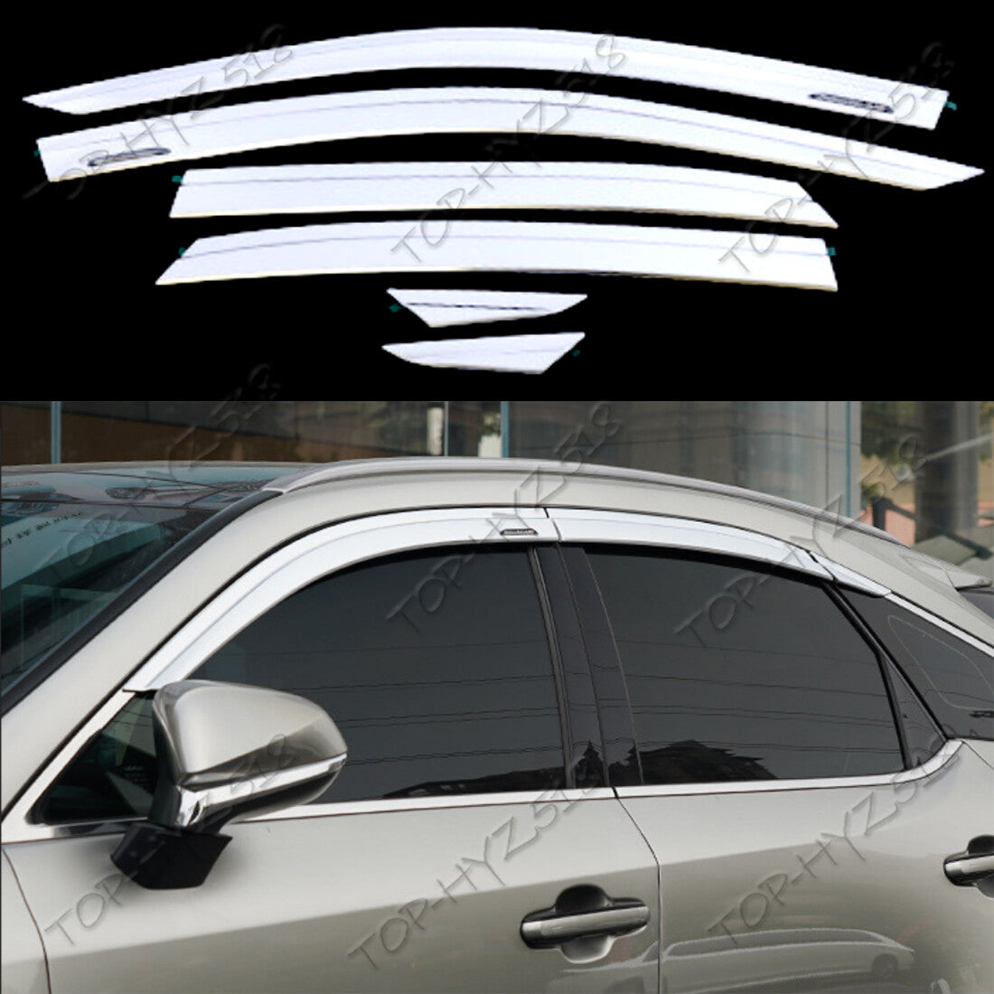 for Lexus RX 350 500h 2023-2024 Chrome Window Visor Vent Shade Sun Rain Guard 6x