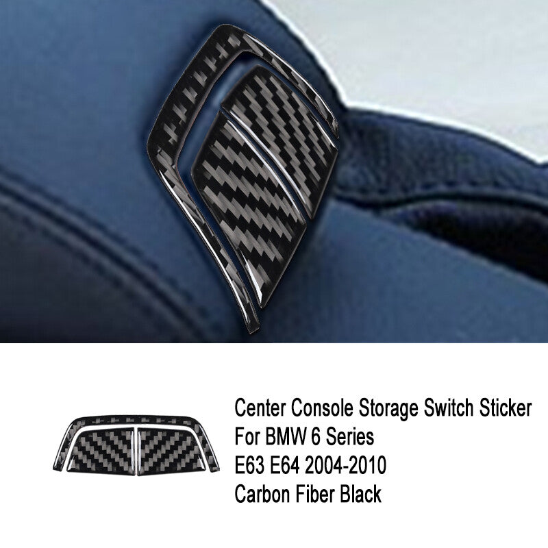 3-Piece Carbon Fiber Center Button Protective Cover for BMW 6 Series E63 E64 04-10