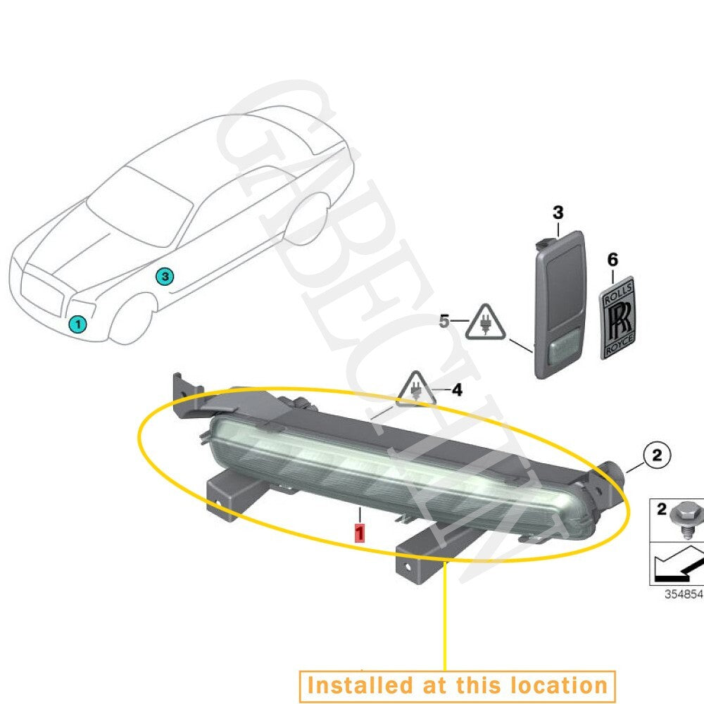 for Rolls-Royce Wraith Turn Signal Indicator (L) Equipment Manufacturer: 6312711431 (5-plug)