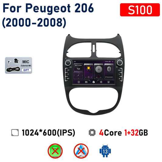 Auto Car Radio for Peugeot 206 206CC 206SW Multimedia Stereo Player GPS Carplay