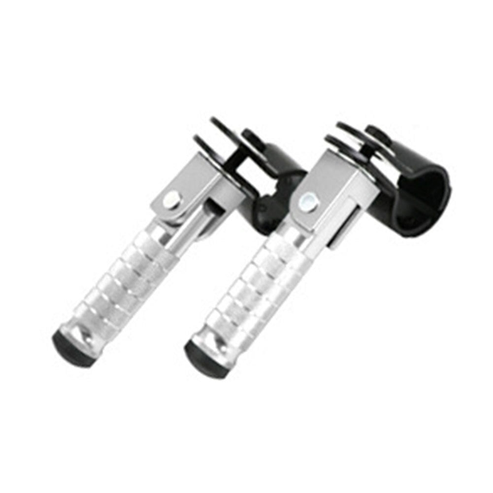 Folding Rearsets Folded Motorbike Footrest Bicycle Foot Pegs Pedal Silver 2 x UK